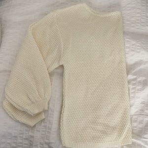 Wide neck Nasty Gal cream sweater with puff sleeve detail